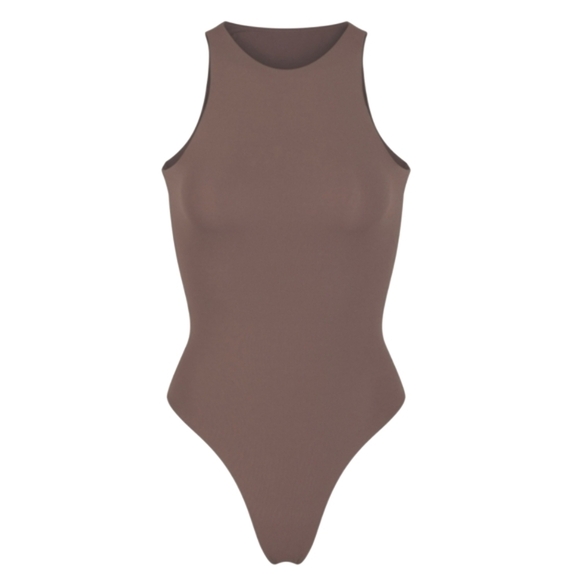 SKIMS Tops - SKIMS Fits Everybody High-Neck Thong Bodysuit Cocoa Brown Women's 4X